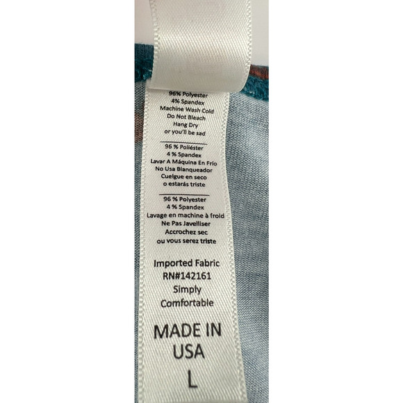 Lularoe Randy Shirt Womens Size Large Blue Orange Floral Short Sleeve Pullover - Picture 3 of 7